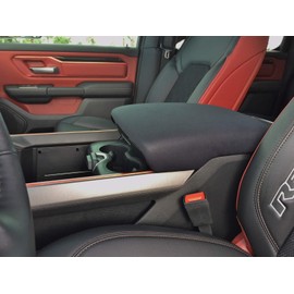 Auto Console Covers- Center Console Armrest Cover Fits Ram 1500, 2500, 3500 2019-2026 (Limited, Big Horn, Laramie Models & All 5 Passenger Models) Protective Neoprene Fabric