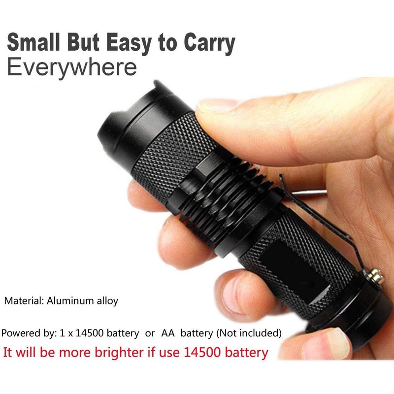 Red Light LED Flashlight 1 Pack, Zoomable, Water Resistant, 1