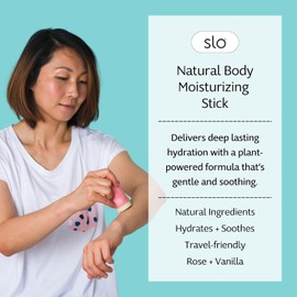 Slo Barra Hidratante Natural Bálsamo Corporal Para Piel Seca Con Ingredientes Orgánicos Hidratante Y Nutritivo Coco, Manteca De Cacao Y Antioxidantes Ideal Para Viajes Rosa Y Vainilla 60 G