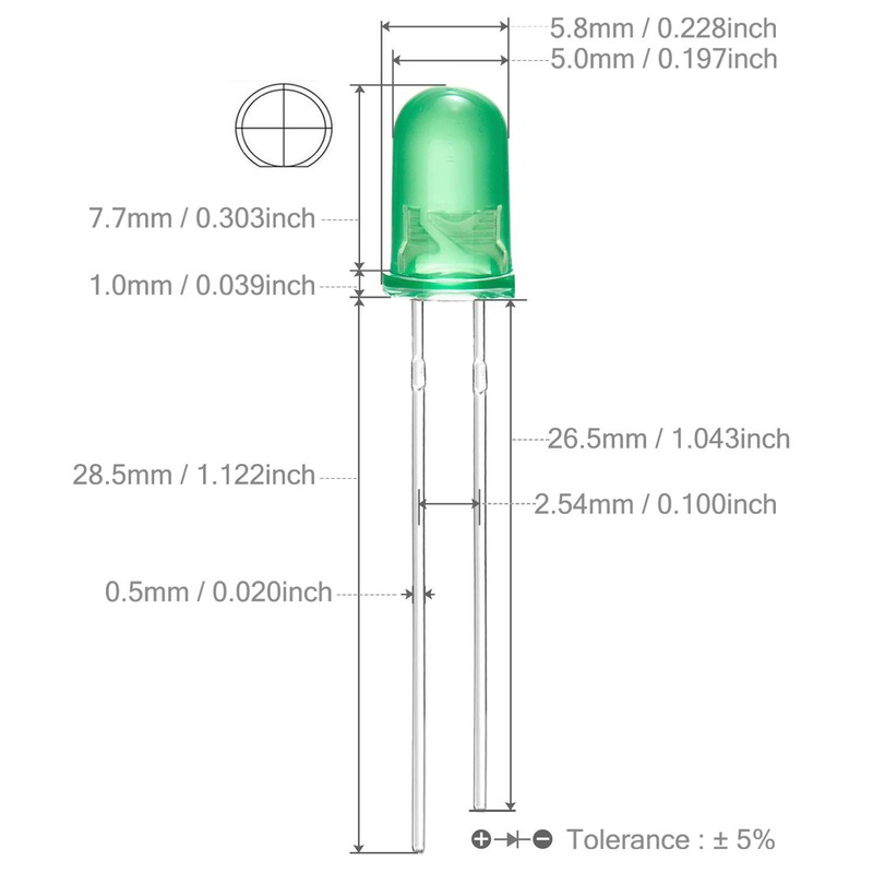 Chanzon 100 pcs 5mm Blinking Green LED Diode Lights 1.5Hz