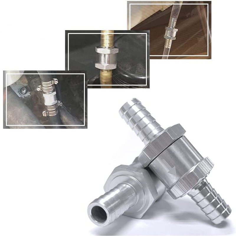 Gasea 2pcs 10mm 3/8'' One Way Aluminium Alloy Fuel Non