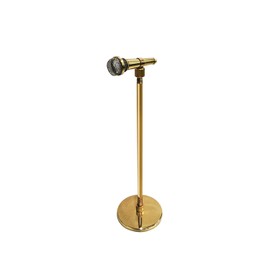 Diadem Dollhouse Microphone Miniature Models, 6.30 inch-8.66 inch, Miniature Dollhouse Decoration, Adjustable Gold Mini Musical Instrument, Medium Foundation, Model Home Decoration