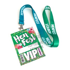 HENFEST (Green) VIP Festival Hen Party Lanyard - Hen/Bachelorette Party Lanyards