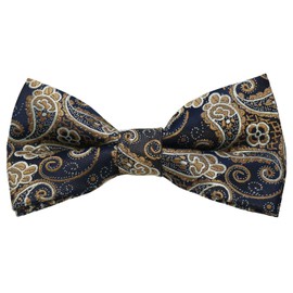 Bowties.jp ul00657 Paisley Brown Bow Tie & Pocket Square Set, Black
