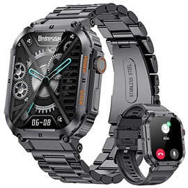 LIGE Reloj Inteligente Hombre con Llamadas Bluetooth,Smartwatch Hombre Deportivo con Pulsómetro Monitor Sueñode100Modos Deportes2 Correas,1.96 HD...  