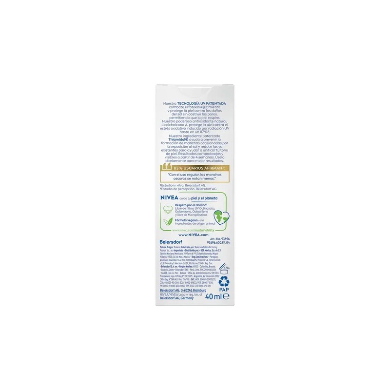 NIVEA Protector Solar Facial Control de Manchas FPS50 40ml