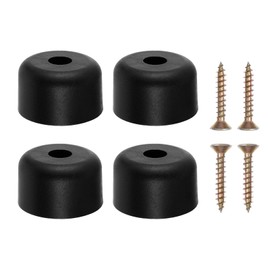 FdcLixuvol Pack of 4 Furniture Legs, Round, Furniture Feet, Black, Diameter 50 x H 30 mm, Feet for Furniture, Cabinet Feet, Furniture Gliders, Plastic Sofa Feet with 4 Screws for Furniture, Cabinet