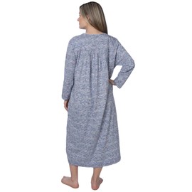 Women Jersey Long Nightgown Long Sleeve Elegant Loose Dress NG01_Y22 Multi Purple 4X