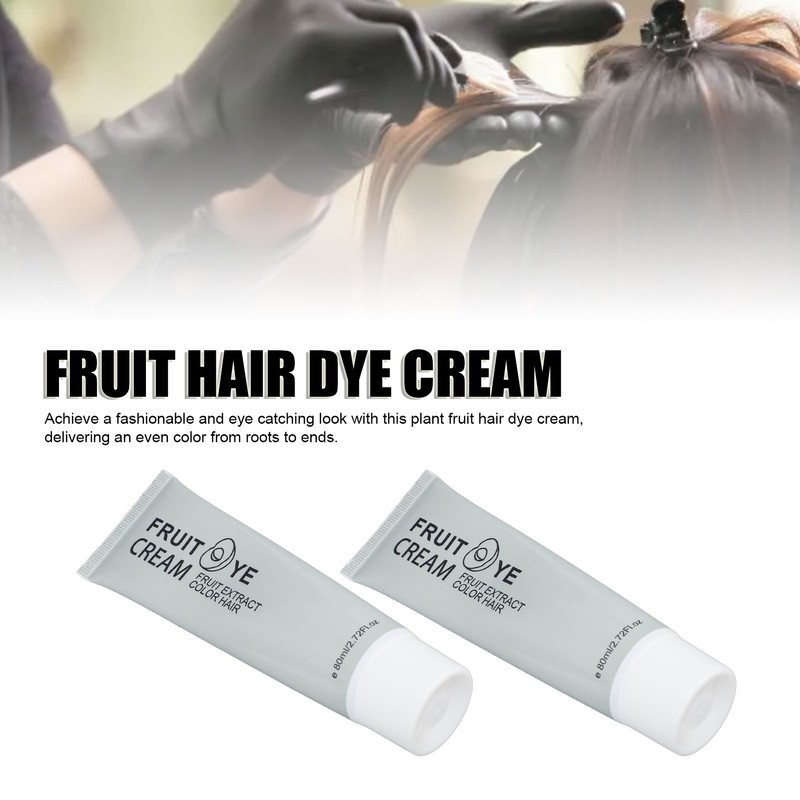 2pcs Plant Fruit Hair Dye Cream Gray Hair Coverage Long