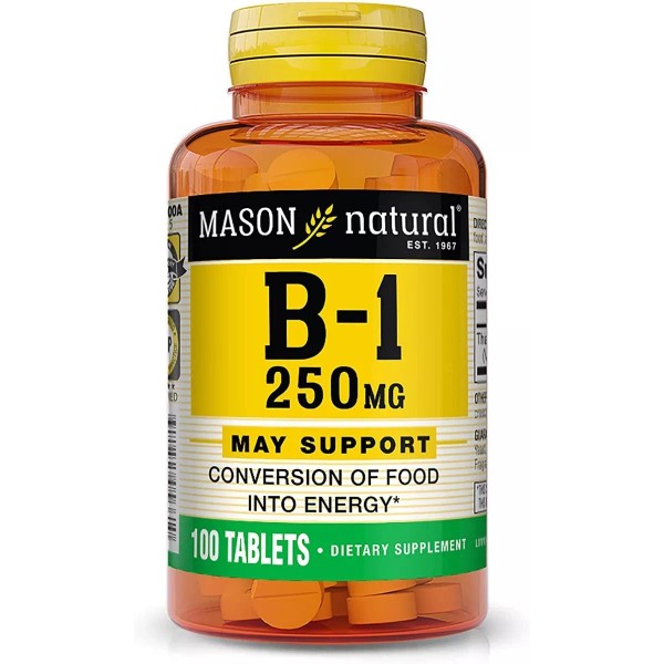 Mason natural Vitamina B1 Tiamina 250mg (100 Capsulas) Hecho En Usa