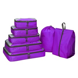 G4Free 7pcs Packing Cubes Value Set Suitcase Organiser for Travel
