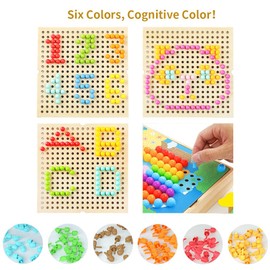 Gohytal Mosaic Pegboard Game for Children, Mosaic Pegboard with 240 Peg Beads, Educational Mushroom Nails Puzzle Toy for Boys Girls Children for 2, 3, 4, 5, 6 Years
