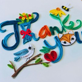 SaigonCraft Quilling Cards, Thank You Card, Grateful Thankful Card Flower for Him, Her, Friend, Boss, Mom, Dad with Thank you design