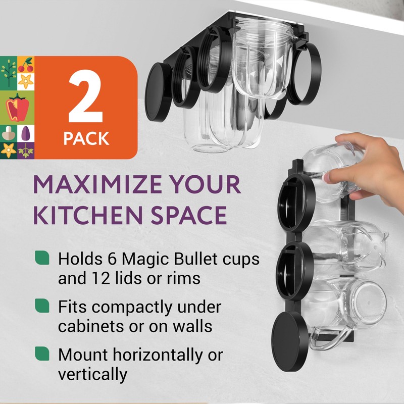 IMPRESA Kitchen Storage Cup Holder - Under-Shelf Hanging Blender Cup