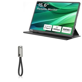 BoxWave Cable Compatible with Plugable USB-C Portable Monitor (15.6 in) - USB Type-C Keychain Charger, Key Ring USB Type-C to Type-A 8 in USB Cable - Jet Black