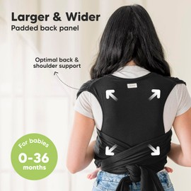 KeaBabies Baby Wrap Carrier Ring Sling - Easy to Wear, Adjustable D-Lite Baby Carrier Newborn to Toddler, Infant Carrying Shirt, Hands Free Bonding, Breathable Fabric Wearing Wrap (Trendy Black)