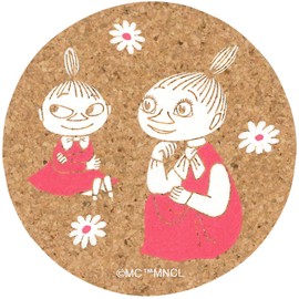 MOOMIN Maruei Nissan Cork Coaster 0.2 inch (4 mm) Thick, Round Cork Material, Made in Japan, Water Absorbent, Quick Drying, Lightweight, Gift (Little My & Mimurae-san)