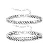 2 Pcs Stainless Steel Bracelet for Men Women Sturdy Silver