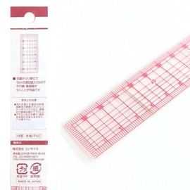 コンサイス 洋裁方眼定規 メモリ張合せ 30×2.5cm クリア CON11130