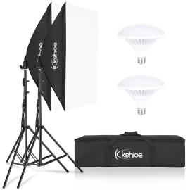 Kshioe 20" X 27" Instant Brightness Energy-Saving Black Softbox Lighting Kit Photo Equipment Studio E27 Socket 5500K D0100HEDZZGcolor: black Color