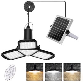 JIAXIZ Solar Shed Light - Pendant Light Indoor Outdoor,120 LED 1200LM Indoor Lights Motion Sensor with Remote Control for Shed Barn Gazebo Garage Home