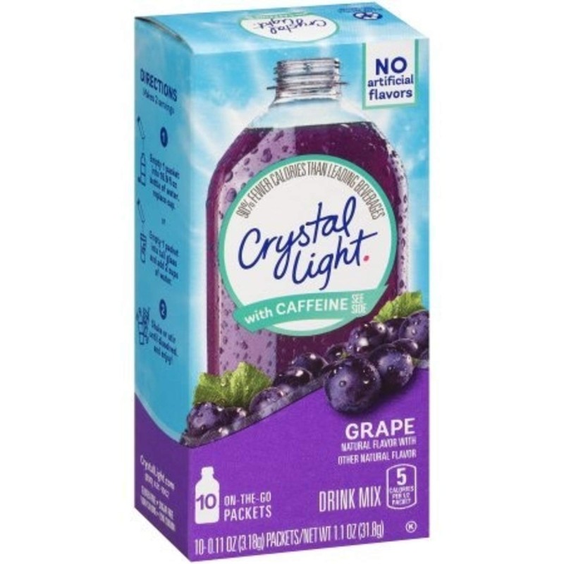 Crystal Light On-the-Go, Sugar-Free Grape Energy Drink Mix with Caffeine,