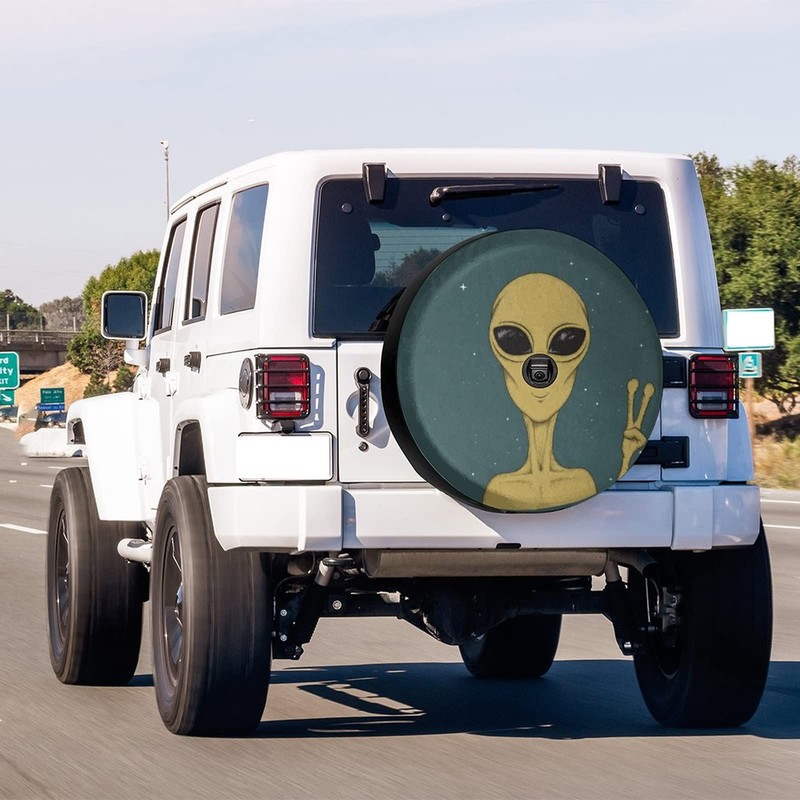 KiuLoam Martian Alien Peace Sign Retro Spare Tire Cover with