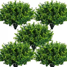 Artificial Flowers Outdoor, Plastic Flowers Decoration, UV Resistant Faux Flowers Shrubs, Artificial Plants for Home Wedding Farmhouse Indoor Outdoor (18 Pcs Green)