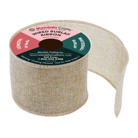 Mandala Crafts Cinta de arpillera natural con alambre para corona, cinta de arpillera natural rústica de yute natural con alambre de 3 pulgadas de ancho y 10 yardas para boda, otoño, árbol de día festivo