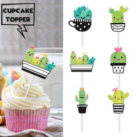 18pcs Green Glitter Cactus Dessert Cupcake Topper Green Taco Bout Mexican Fiesta Theme Decor Supplies Baby Shower Happy Birthday Party Decorations