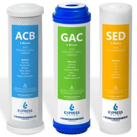 Express Water – 6 Month Direct System Under Sink System Replacement Filter Set – 3 Filters with Carbon (GAC, ACB) and Sediment (SED) – 10 inch Size Water Filters