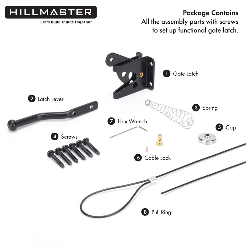 HILLMASTER 2 Pack Self Locking Gate Latch for Wooden Fence