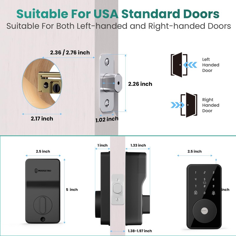 MOUSETRO Smart Lock, 4-in-1 Keyless Entry Door Lock for Front