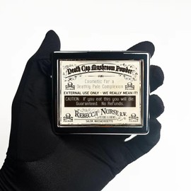 HowGuu 7 Days Chromed Shiny Silver Pill Organizer with Mirror Inside Has 8 Separate Compartments Rectangle 7 Days Pill Box Pill Case (Death Cap Mushroom Powders)