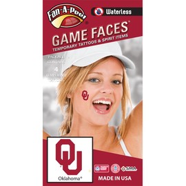 Oklahoma University (OU) Sooners - Waterless Peel & Stick Temporary Spirit Tattoos - 4-Piece - Crimson OU Logo