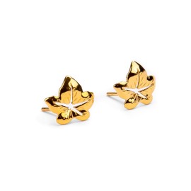 HENRYKA 925 Sterling Silver Ivy Leaf Stud Earrings in 925 Sterling Silver and 24ct Gold Plate | Woodland Botanical Jewellery | Simple Studs | Elvish Jewellery