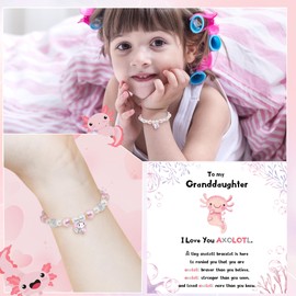 PEALICIOUS Axolotl Bracelet for Granddaughter, Cute Mothers Day Gifts for Granddaughter Niece, Pink Granddaughter Bracelet from Grandma, Granddaughter Jewelry as Birthday Graduation Gifts for Girls
