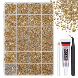 qiipii Champagne Golden Crystal Resin Rhinestones w B7000 Jewelry Glue for Bedazzling Crafting 2mm 3mm 4mm 5mm 6mm Flatback Stones Diamonds Crystals Gems Charms for Nails Face Makeup Tumblers Crafts