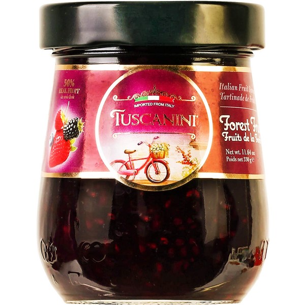Tuscanini Premium Italian Forest Fruits Preserves, 11.64 oz Jar, Spreadable Fruit Jam, No High Fructose Corn Syrup, No Preservatives, Non GMO, Gluten Free