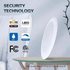 TOPELER 6 Inch LED Disk Light, 15W Dimmable Low Profile Recessed Disc Downlight, Metal Baffle Trim Light Fixture for Home Improve, 1000Lm 4000K Cool White, ETL Listed