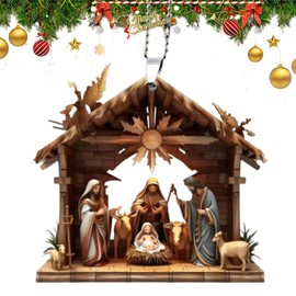 Christian Gifts for Women, Men - Christmas Ornaments 2024，Religious Christian Gifts for Women ，Nativity Scene Ornament ，Xmas Hanging Keepsake