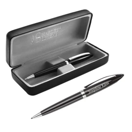 Schmalz® Charles Dickens Metal Ballpoint Pen with Engraving - Sheffield Model Elegant Rotating Function Black Refill - Birthday Gift with Gift Case (Black)