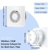 4inch Exhaust Fan, Window Wall Mount Vent Extractor Fan w/Button