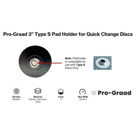 Pro-Graad 3" Type S Pad Holder for Quick Change Discs, 1/4" Shank, Type II, TS, S-Type Holder Mandrel, for Die Grinder, Grinding Polishing Paint Removal Sanding and Conditioning Discs