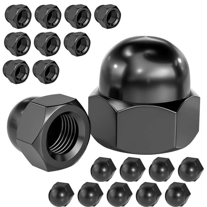 Qrity 20 Pcs Acorn Cap Nuts, M3 Black Carbon Steel