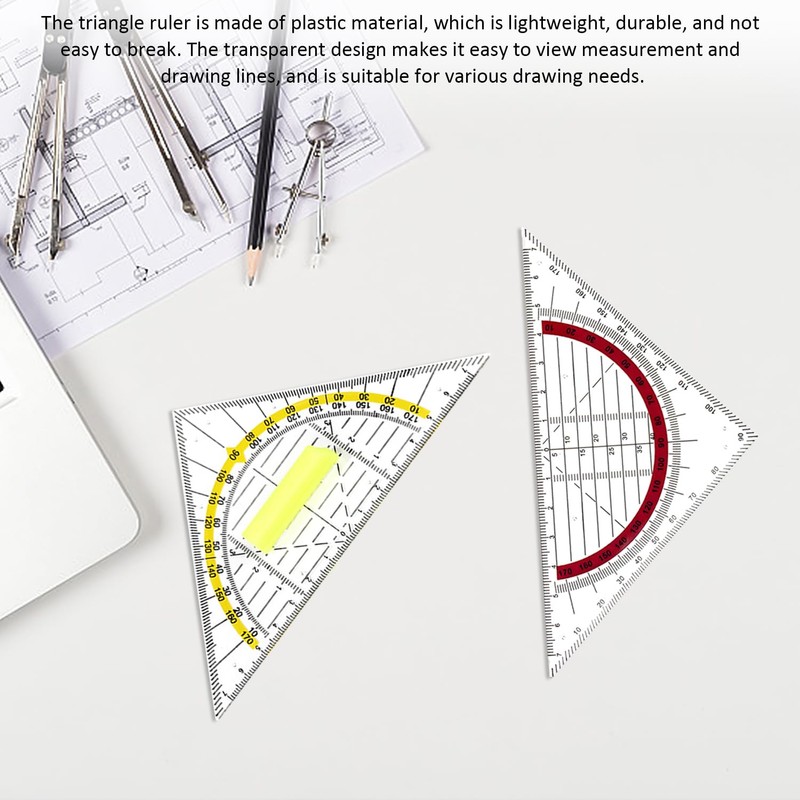 6-Piece Triangle Ruler, Triangle Ruler With Handle, Drawing Measuring Ruler,