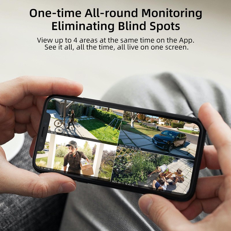 5G WiFi Security Cameras Wireless Outdoor, 4 Cameras with 2