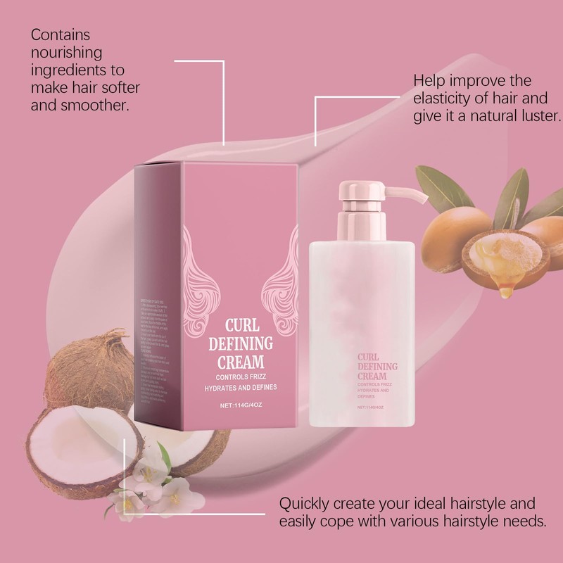 Crema Estilizadora para Cabello Rizado y Flequillo | Brillo Natural,