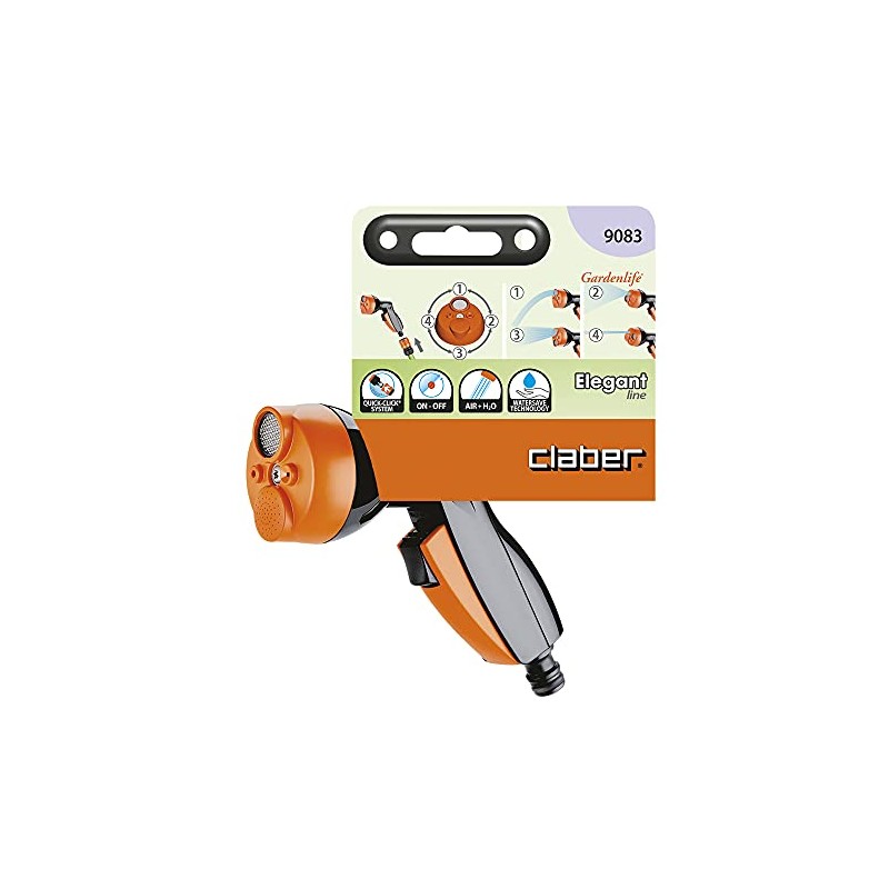 Claber 9083 Gun Multifunktional Elegant, schwarz/orange/grau