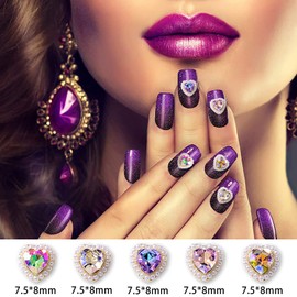 WOKOTO 20 Pcs 3D Heart Rhinestones for Nails Heart Nail Charms with Big Nail Rhinestones for Acrylic Nails Heart Nail Jewels for Nail Art Heart Charms for Nails Gems Nail Heart Crystals for Women